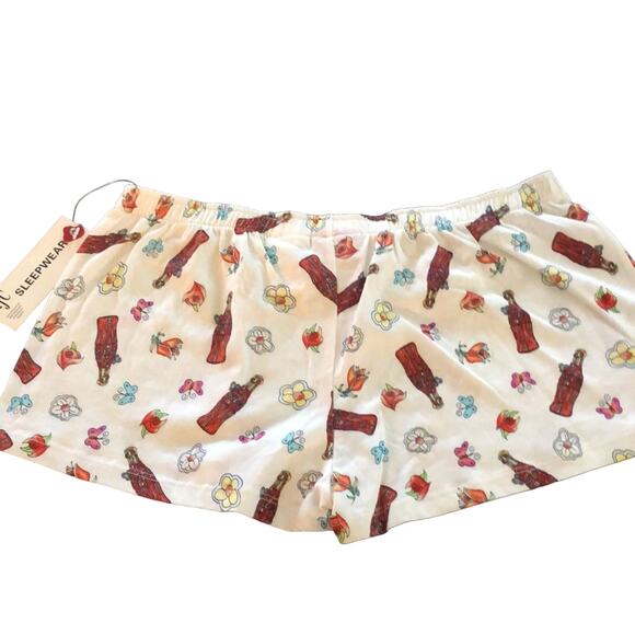 Coca-Cola Brand Knit Print Sleepwear Boxer Shorts Juniors Size Large - Picture 2 of 3